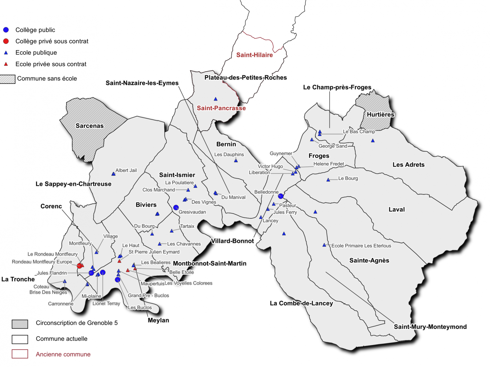 Carte de la circonscription de Grenoble 5